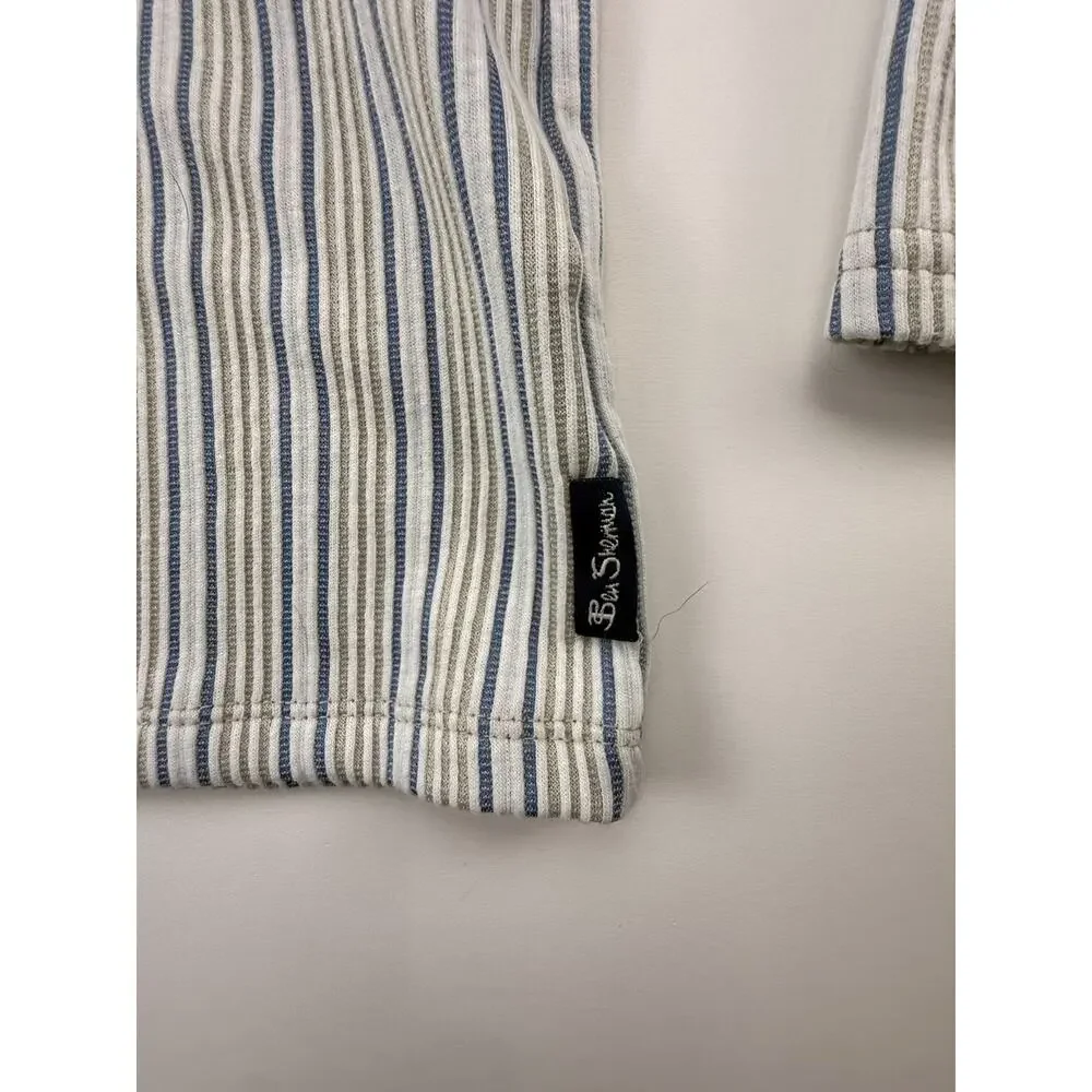 NWT Ben Sherman Boys 2 Piece Set Striped Button Up Shirt Shorts Outfit Gray Blue